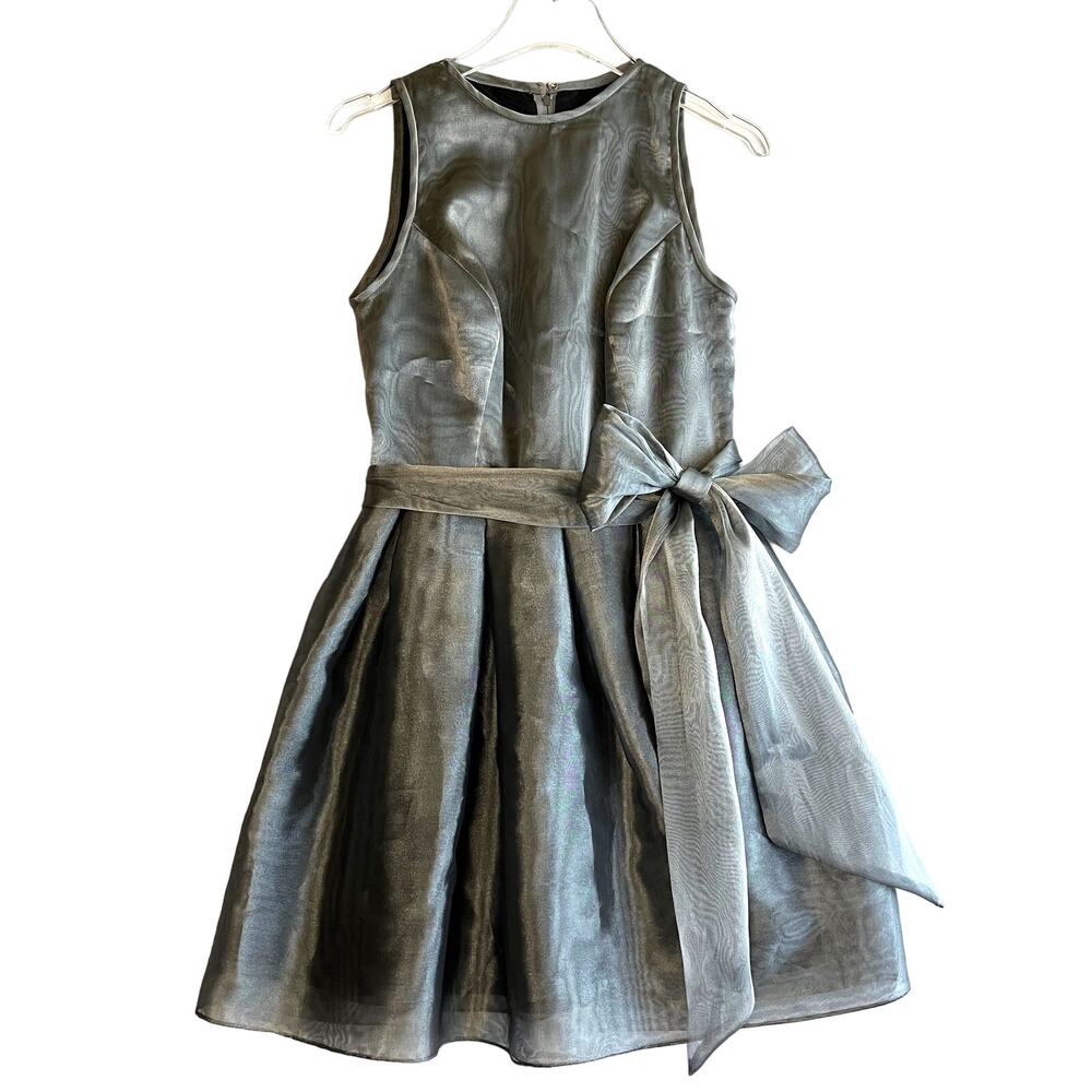 VTG Cache Mini Dress Silver Metallic Fit and Flare Size 6 Retro Party Evening